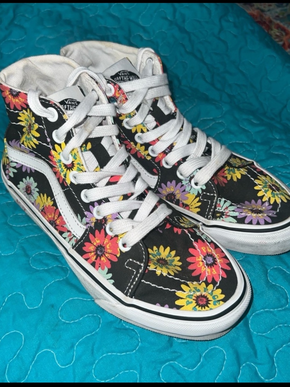 VANS SK8-HI TAPERED “PEACE FLORAL” UNISEX HIGH-TOP SNEAKERS//M SIZE 5 W SIZE 6.5
